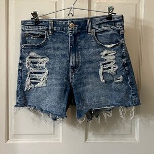 American Eagle Outfitters Blue Ripped Jean Shorts